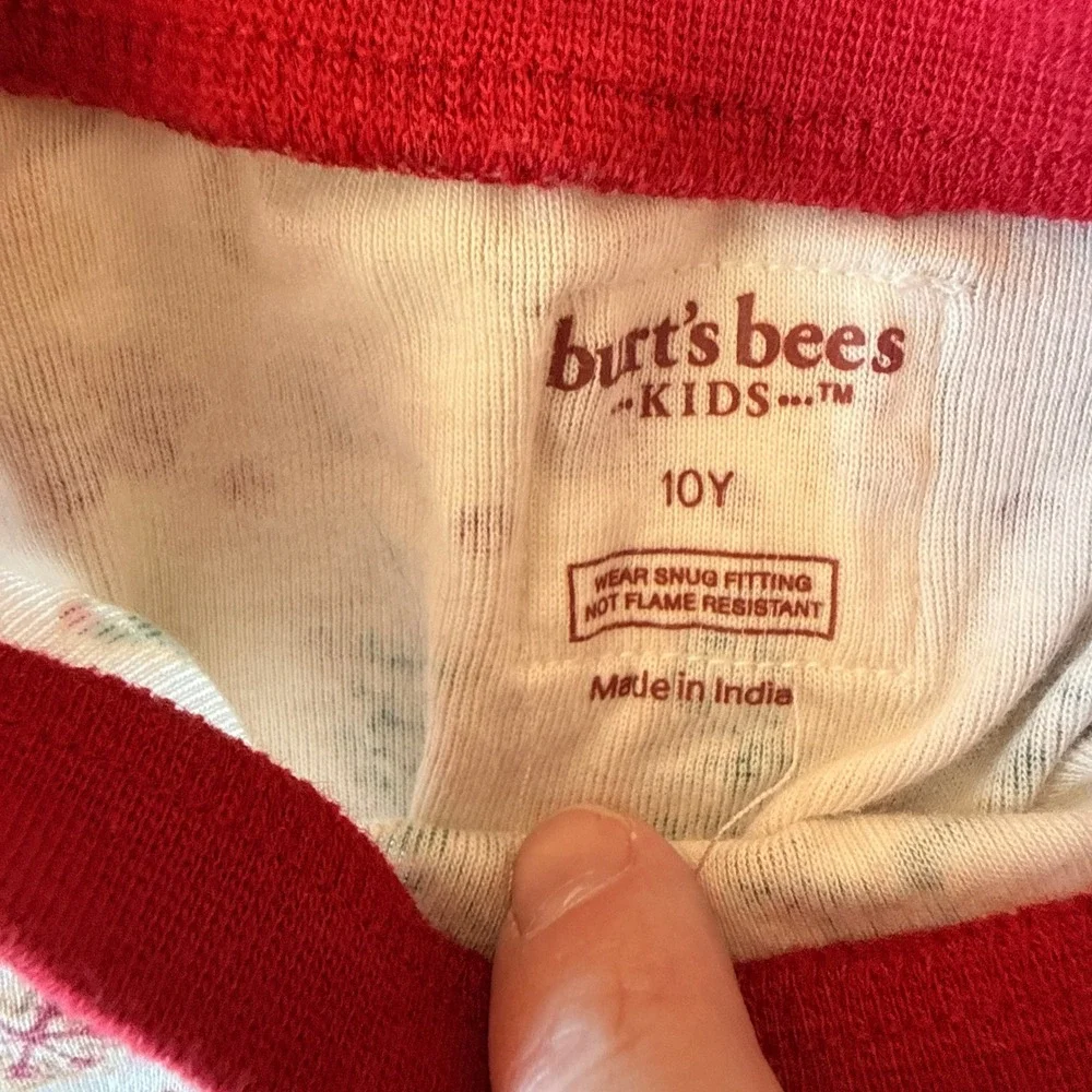Burt's Bees Kids Gingerbread Christmas Pajama Set Size 10Y